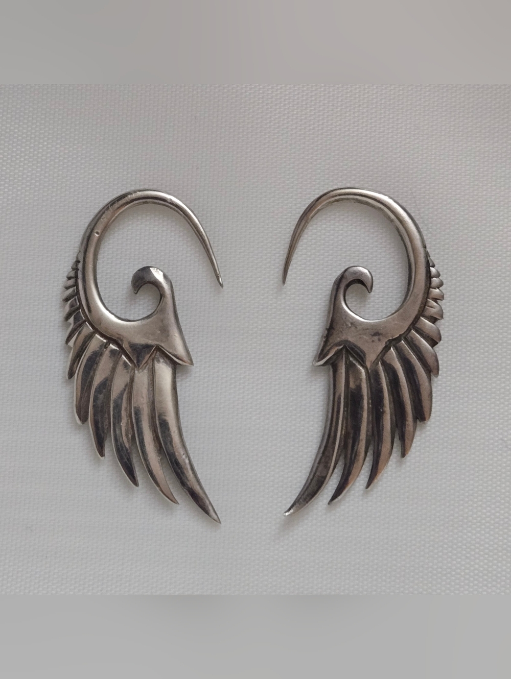Rare Tawapa Sterling Silver 12g Seraphin Wing Earrings